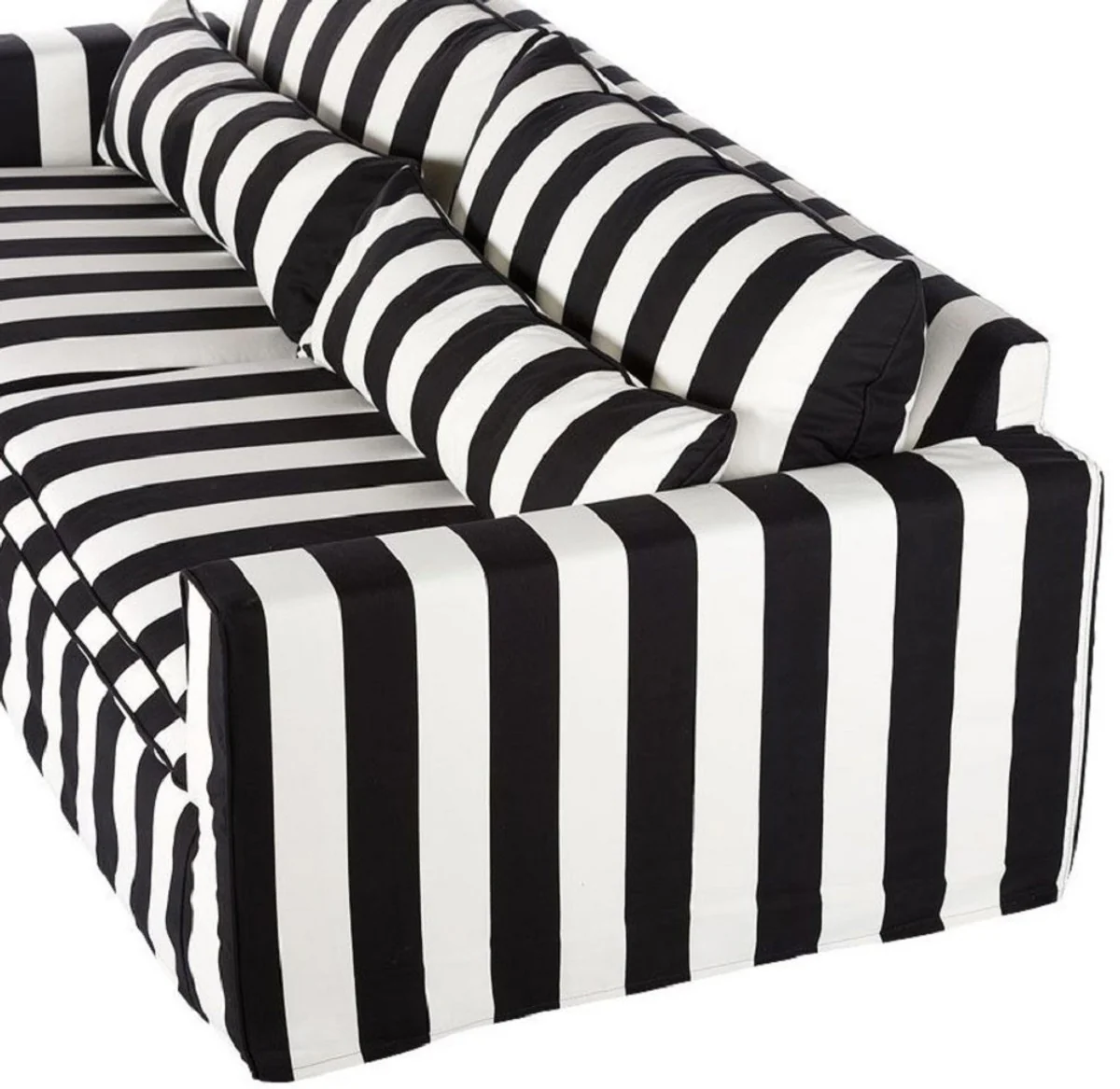 Sofa Black / White - Modern Living Room Sofa with Stripes - Modern Living Room Furniture