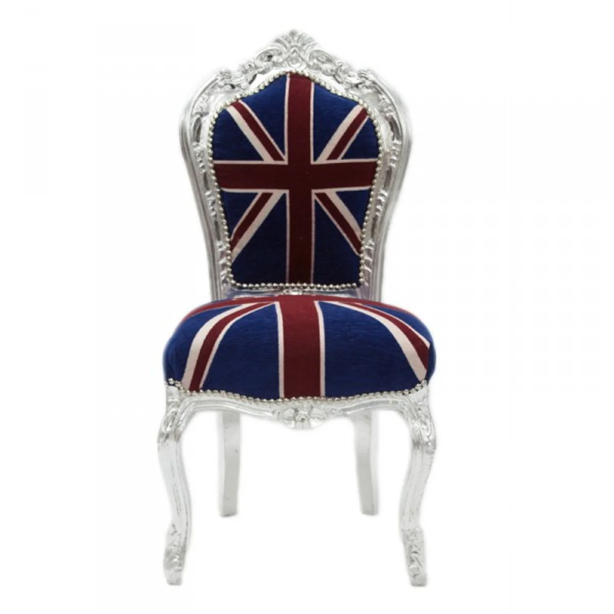 Move! Baroque Dining Chair Union Jack / Silver - Furniture Antique Style