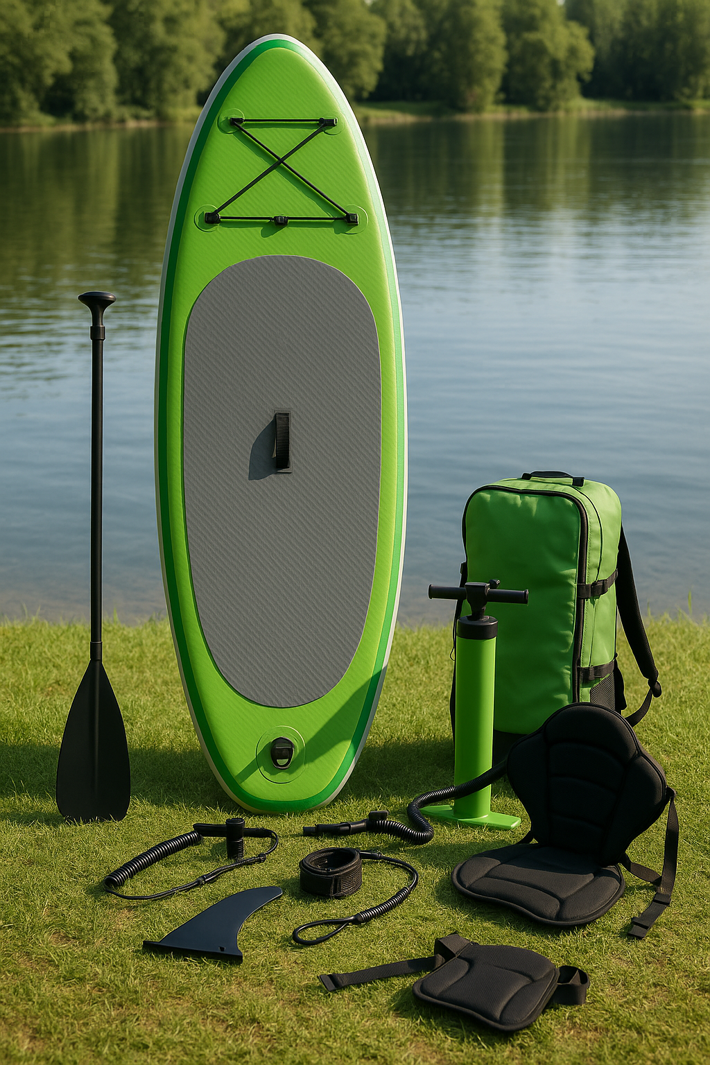 Aufblasbares Paddleboard, grün und grau, PVC, für See und Strand, 305×80×15cm xhhrzJF560ch