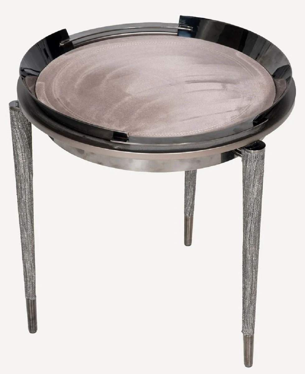 Luxury 3-leg side table gray / black / bronze Ø 53 x H. 55.16 cm - Round living room side table - Hotel table - Living room furniture - Hotel furniture - Luxury quality