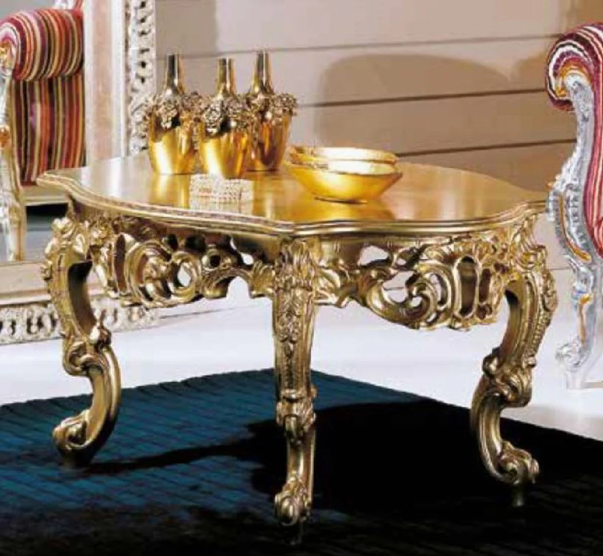 Luxury Baroque Coffee Table Gold - Magnificent solid wood living room table in Baroque style - Baroque Furniture - Baroque Interior - Noble & Magnificent - Luxury Quality - Made in Italy