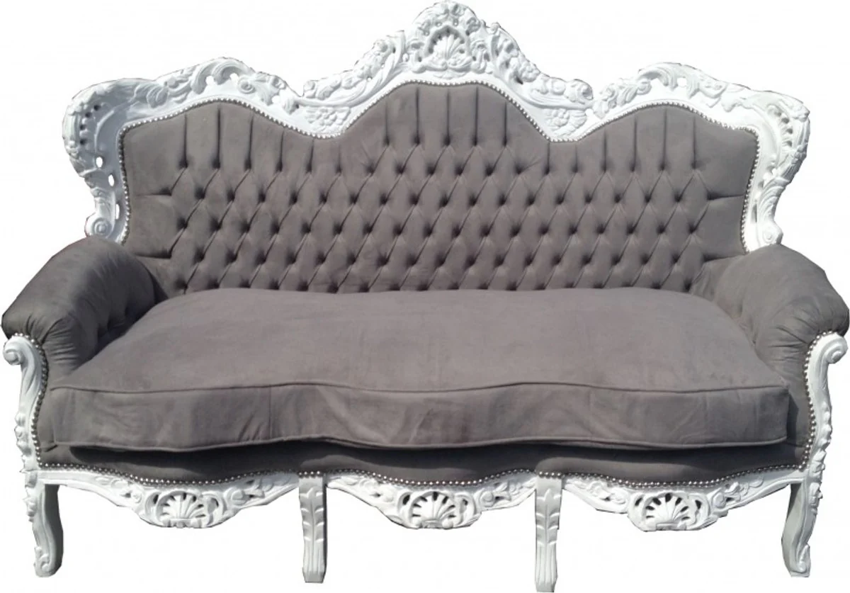 Baroque 3-seater sofa King gray / white - Baroque furniture