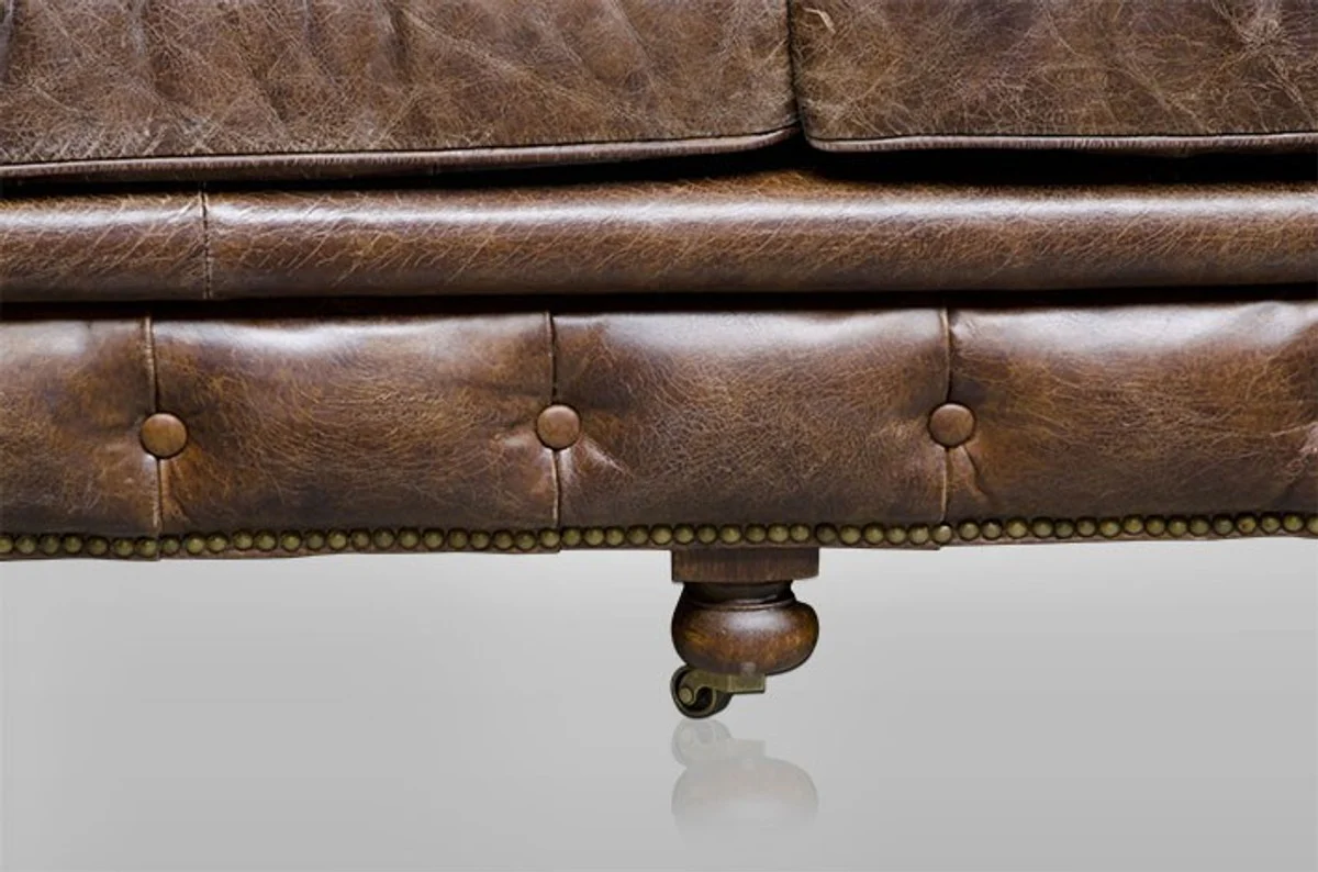 Chesterfield luxury genuine leather sofa 4 seater vintage leather from Cigar