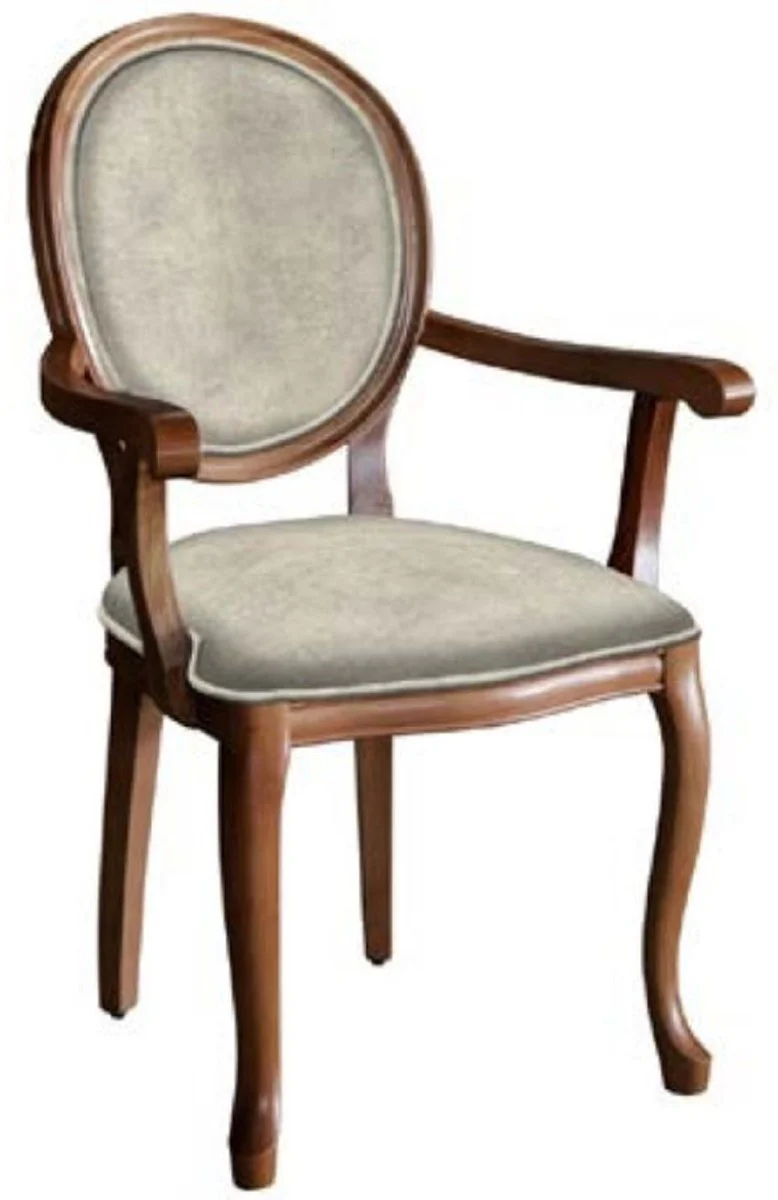 Baroque dining room chair gray / brown - handmade antique style chair with armrests - dining room furniture in baroque style