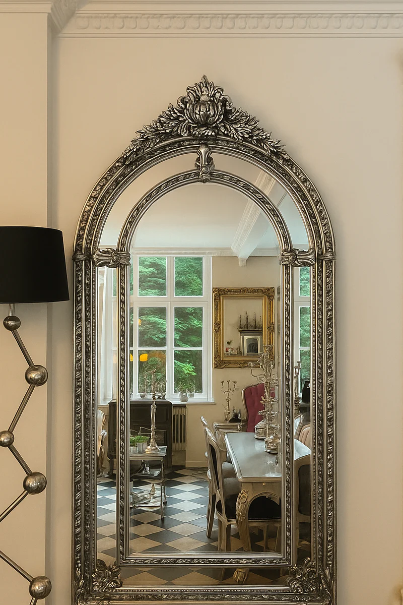 Barock Spiegel Silber - Wandspiegel im Barockstil - Handgefertigter Barock Garderoben Spiegel