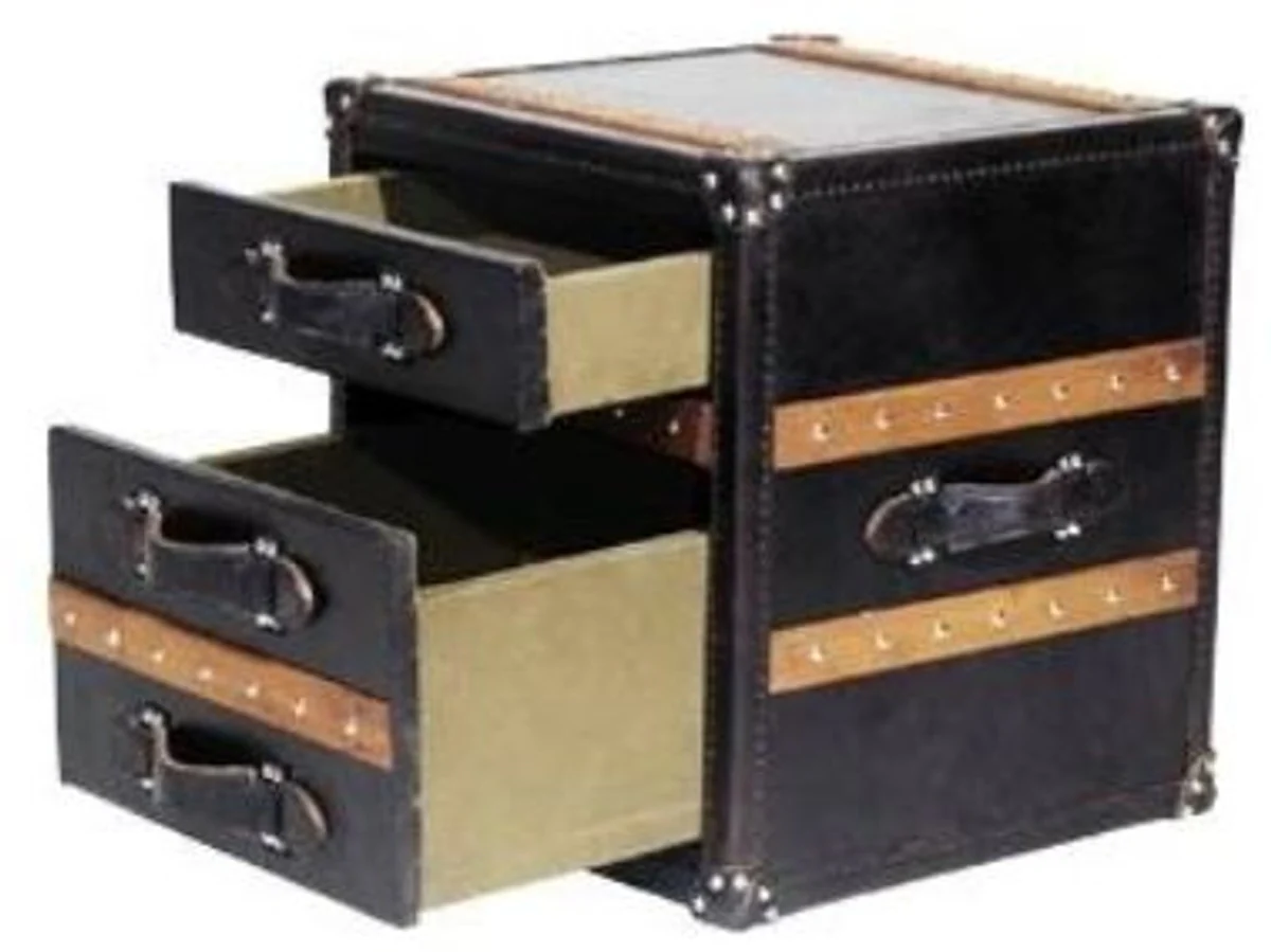 Luxury side table with 2 drawers black / brown 52 x 48 x H. 50 cm - handmade side table in a suitcase look