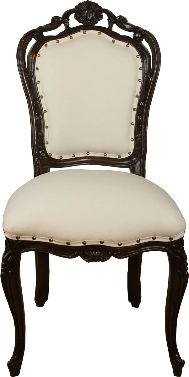 Luxury baroque dining room chair in light cream/brown - hotel baroque chair - luxury quality