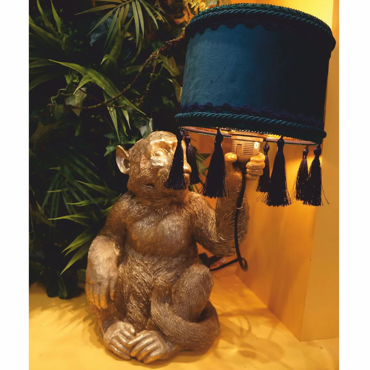 Luxury table lamp monkey gold / blue / green H. 50 cm - Luxury Lights