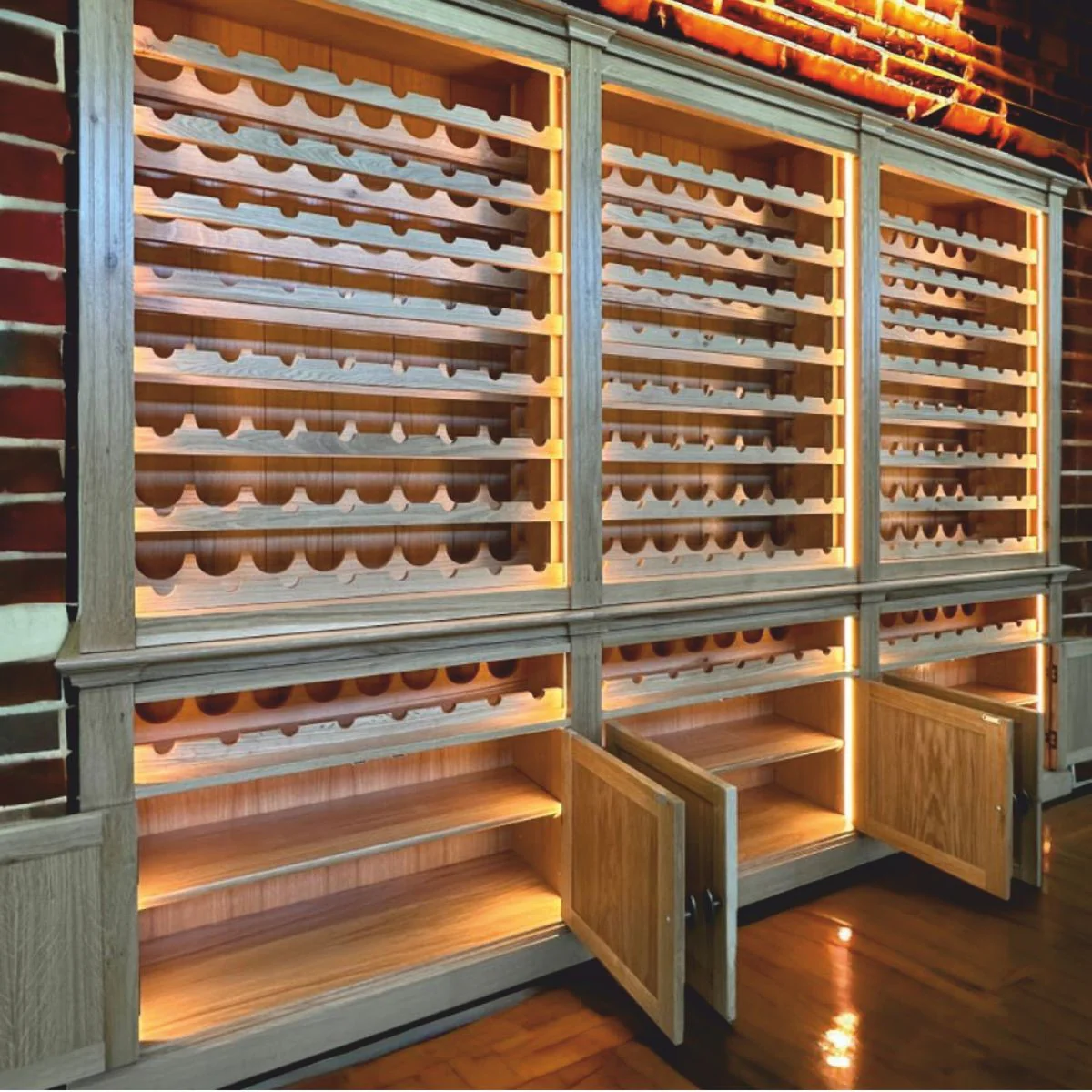 Country house style wine cabinet gray / brown 300 cm - country house style bar furniture