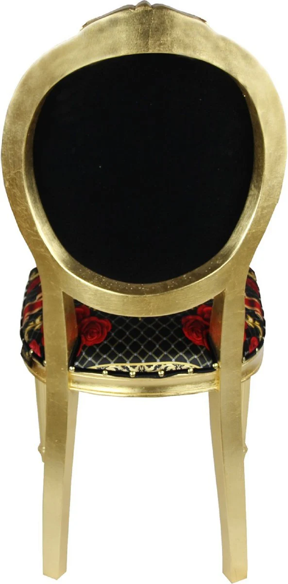 Pompöös by Luxury Baroque Dining Room Chairs Roses Black / Red / Gold - Pompöös Baroque Chairs designed by Harald Glööckler - 6 dining room chairs