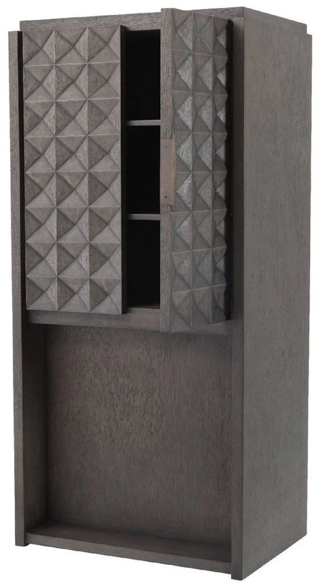 Luxus Weinschrank Mokkafarben / Bronze 81,5 x 56 x H. 171 cm - Massivholz Barschrank mit 2 Türen und 3D Effekt in den Fronten - Barmöbel - Luxus Qualität