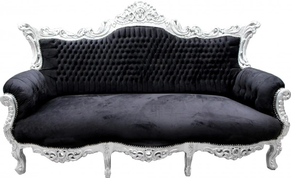 Baroque Sofa Master Black / Silver - Furniture Couch Lounge