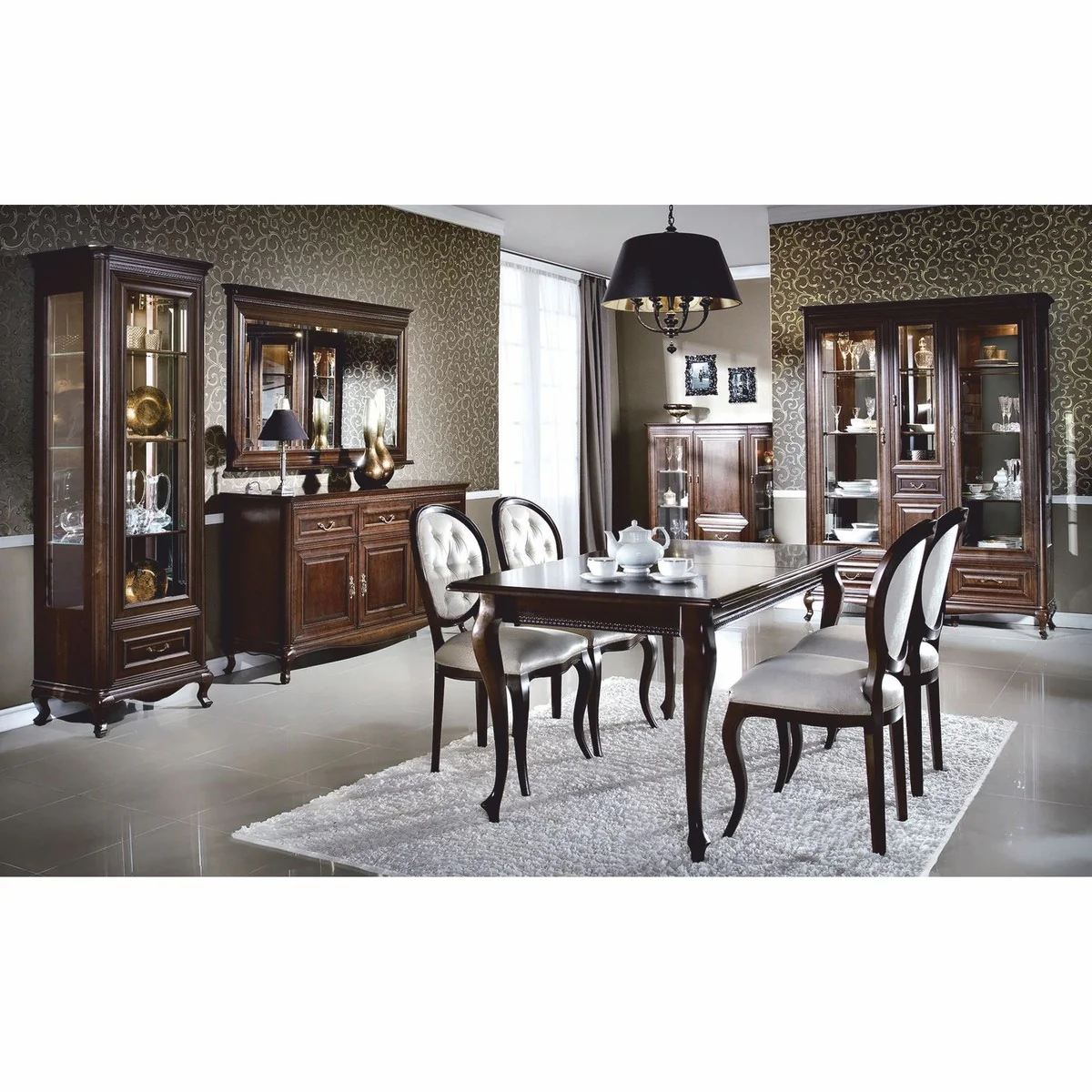 Luxury baroque display cabinet dark brown 148.3 x H. 133.2 cm - Baroque furniture