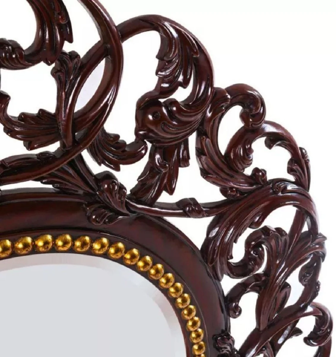 Luxus Barock Spiegel Dunkelbraun / Antik Gold - Handgefertigter Mahagoni Wandspiegel im Barockstil - Luxus Möbel im Barockstil - Barock Möbel - Edel & Prunkvoll
