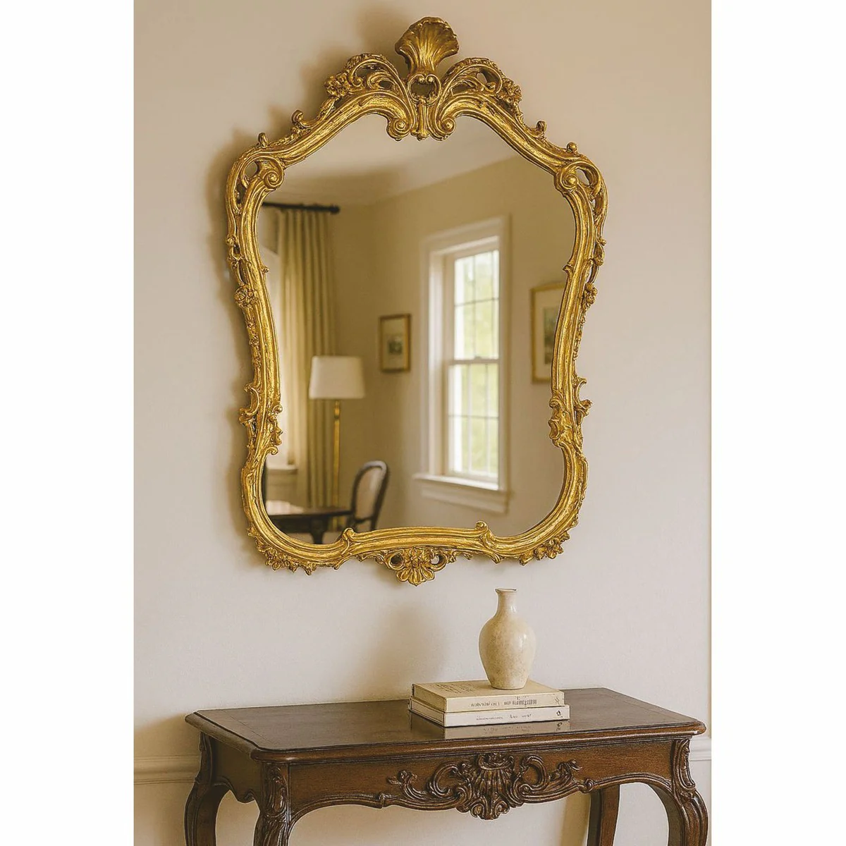 Luxus Barock Spiegel Gold H. 84 cm - Barock Möbel - Made in Italy