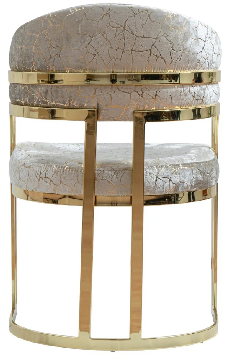 Luxury dining room chair set of 6 with armrests silver / gold H. 88 cm