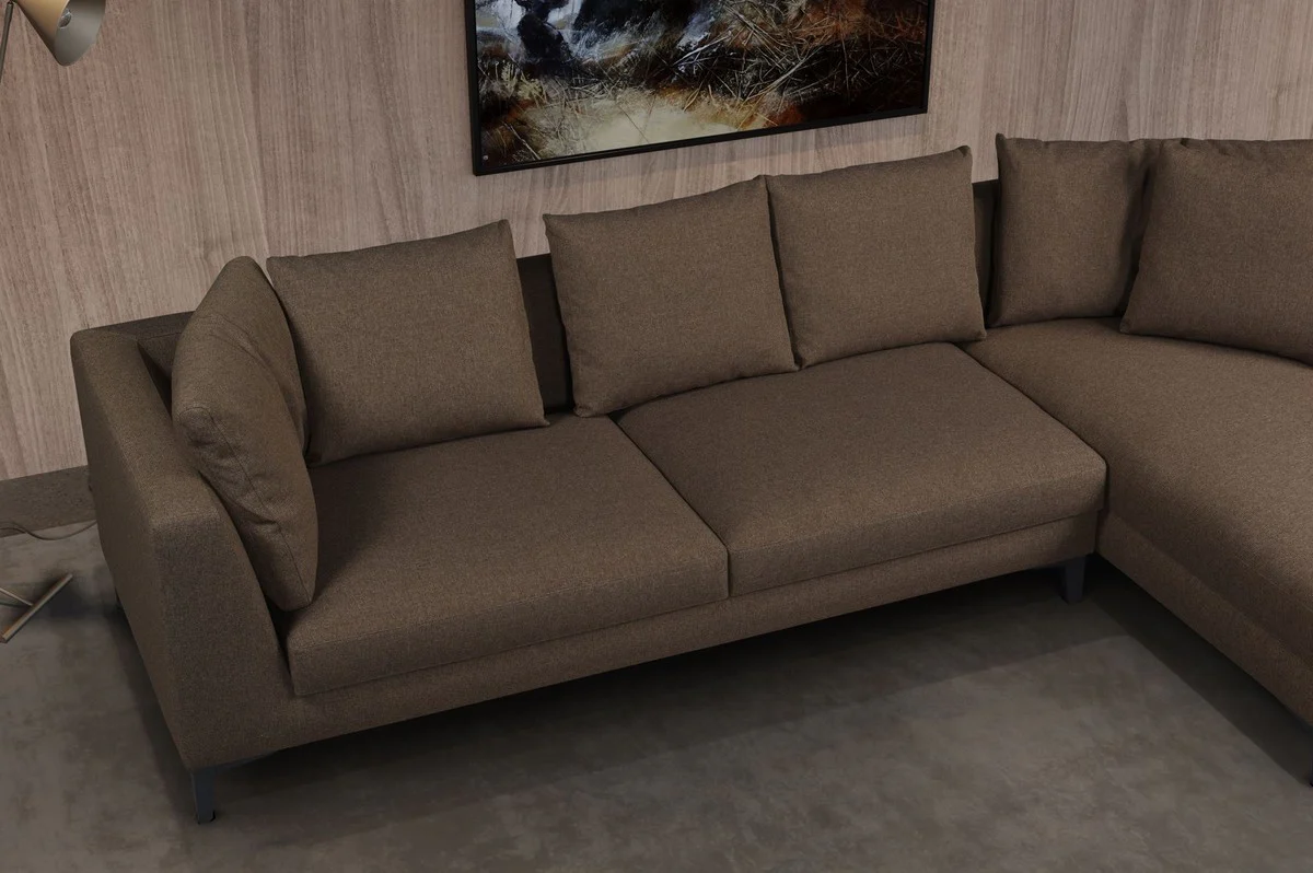 Luxury corner sofa brown / black 313 x 178 x H. 73 cm - Living room sofa - Living room furniture - Luxury furniture - Luxury living room furnishings