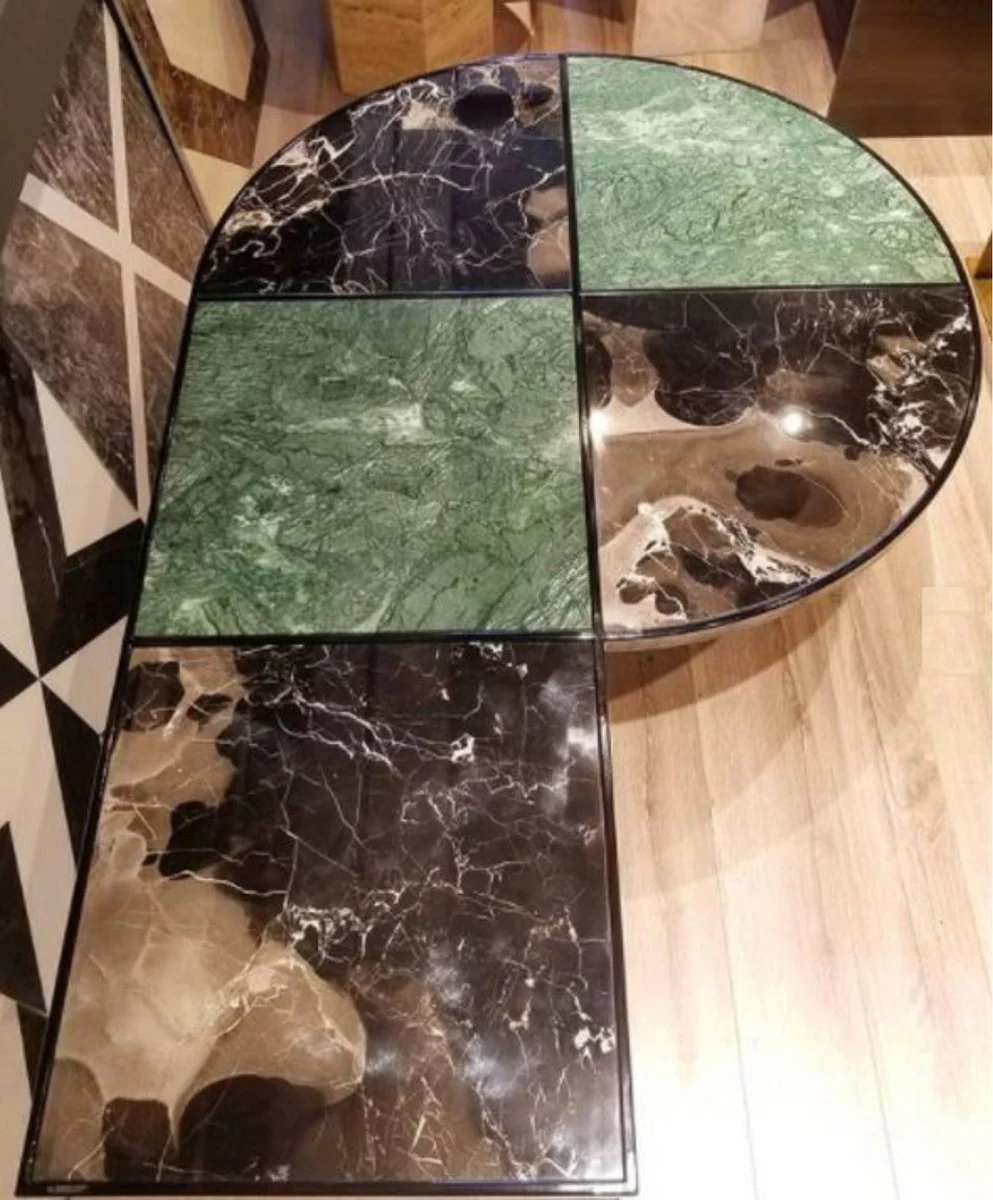 Luxury coffee table green / brown / black 135 x 90 x H. 40 cm - Modern living room table with marble tops - Luxury living room furniture