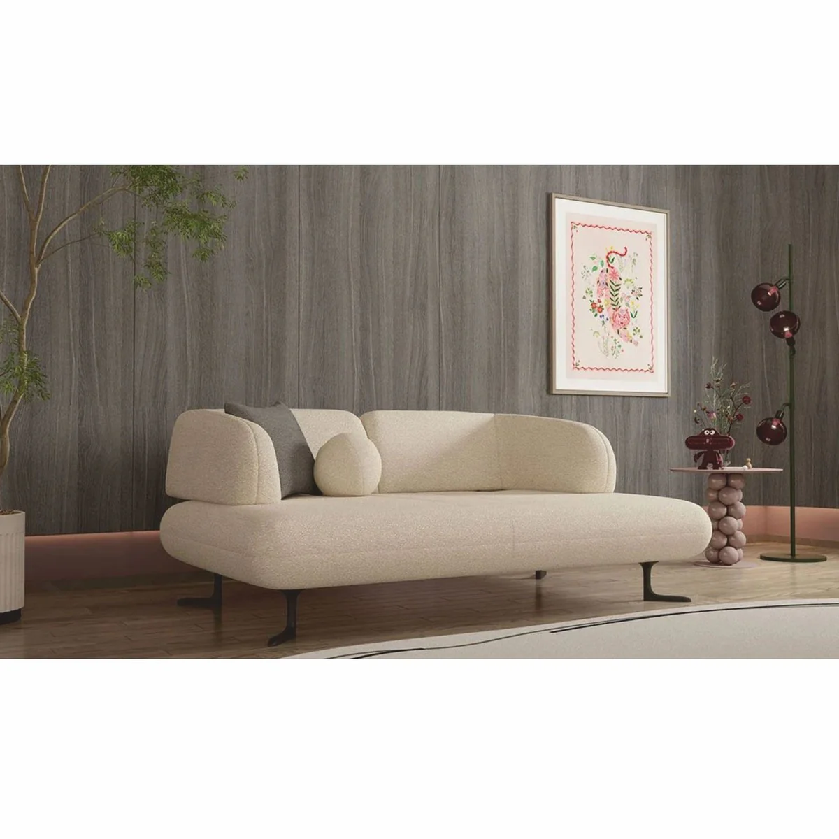 Luxury 2 seater sofa with adjustable backrests cream / black 169 cm - luxury furniture