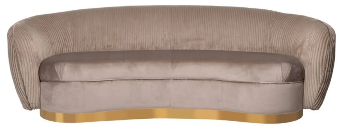 Luxury sofa brown / gold 221 x 98 x H. 72 cm - Curved living room sofa - Living room furniture - Living room furnishings - Luxury furniture - Luxury furnishings - Furniture luxury