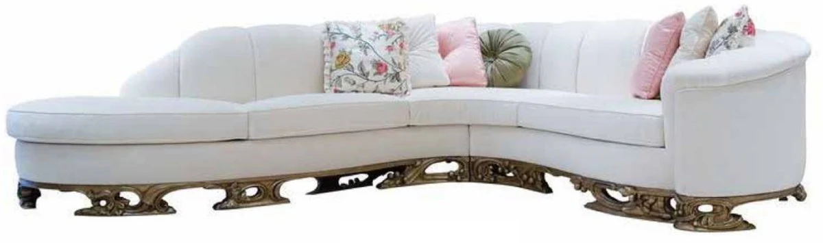 Luxury Baroque Corner Sofa White - Magnificent Living Room Sofa - Baroque Style Living Room Furniture - Luxury Furniture in Baroque Style - Baroque Furnishings - Noble & Magnificent