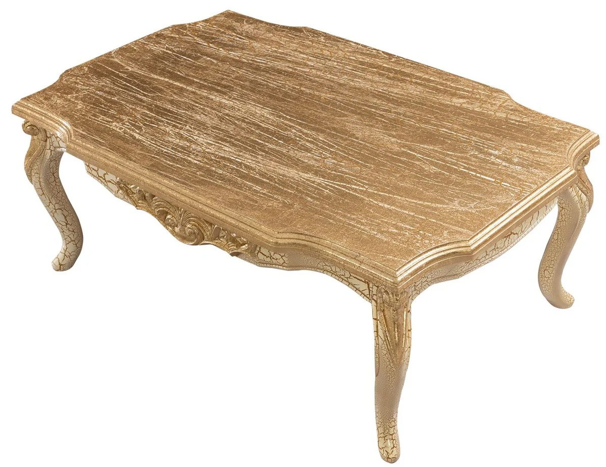 Luxury baroque coffee table antique gold / white 120 cm - baroque style living room furniture