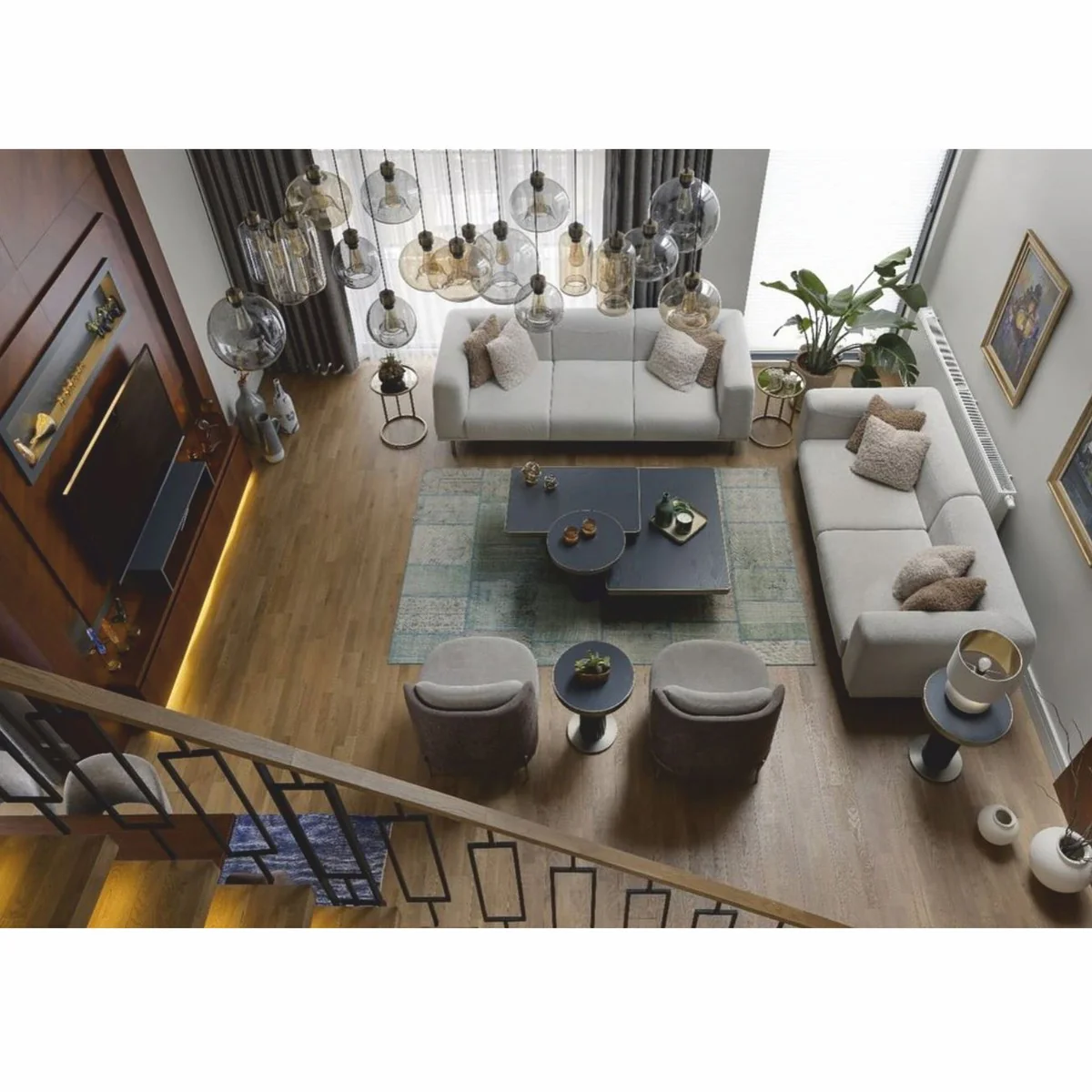 Luxury Sofa Gray / Brass 240 cm - Living Room & Hotel Interior