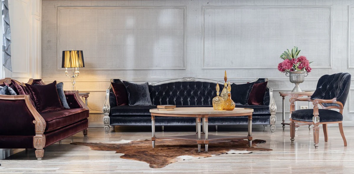 Luxury Baroque Living Room Sofa Purple / Silver - Magnificent Baroque Living Room & Hotel Furniture