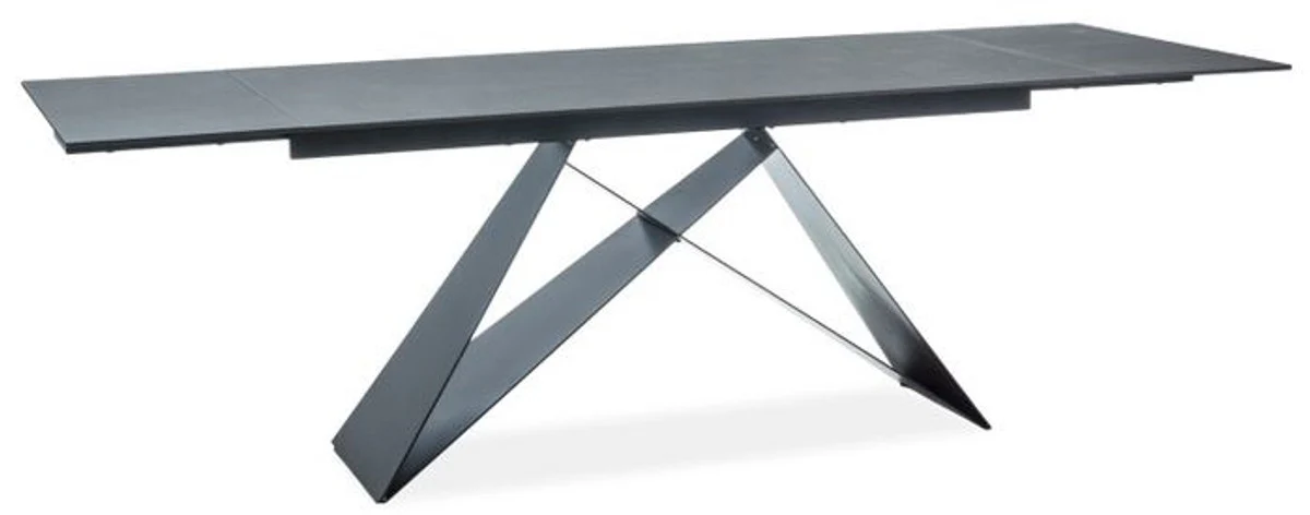 Designer dining table black 160-240 x 90 x H. 76 cm - Extendable dining room table with tempered glass top - Designer furniture