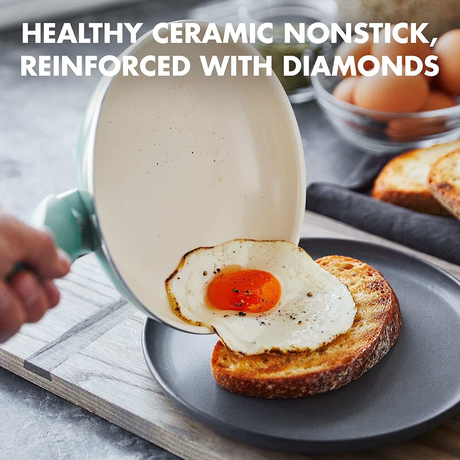 Rio Healthy Keramik-Antihaft-Kochgeschirr-Set, 16-teilig, Töpfe und Pfannen, PFAS-frei, spülmaschinenfest, Türkis