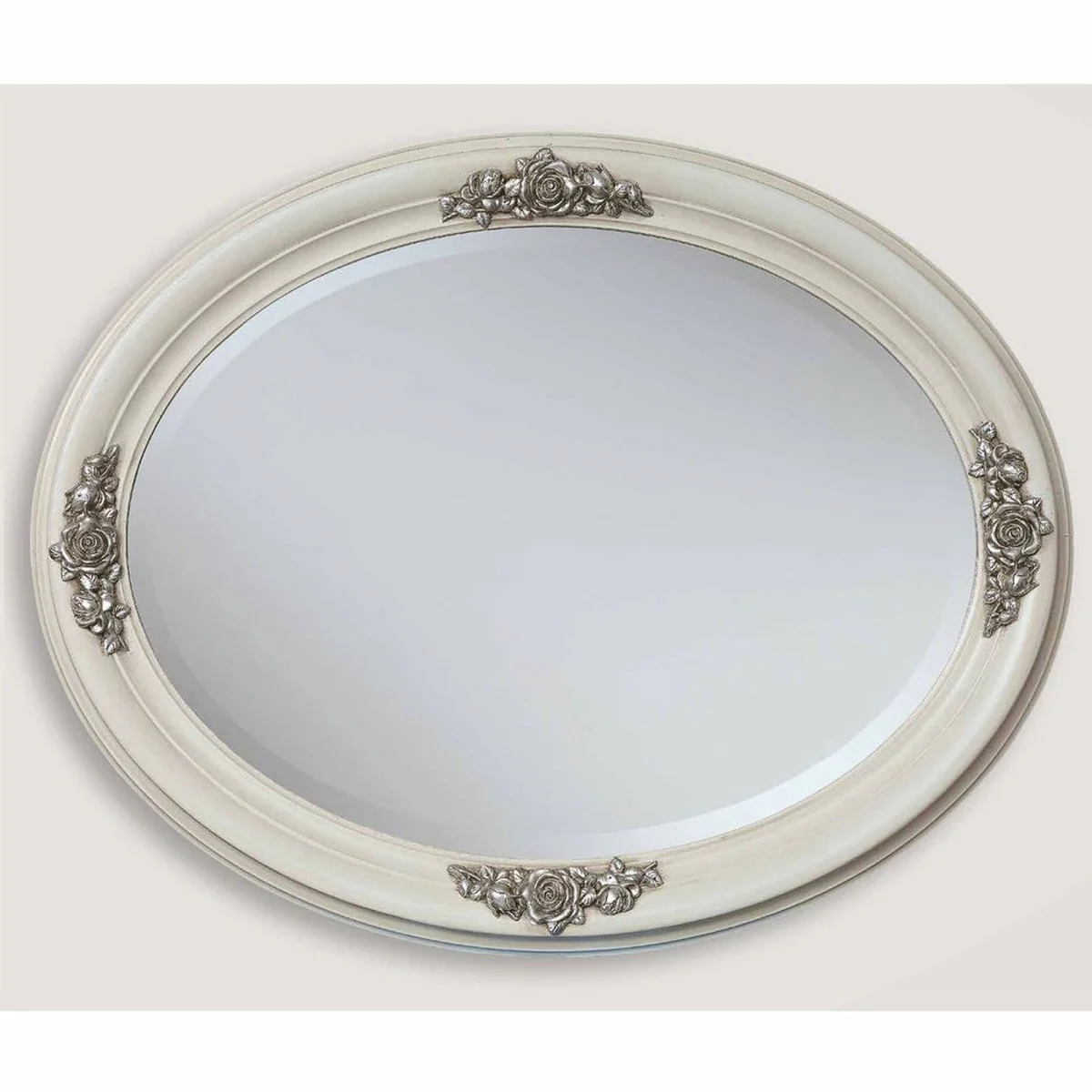 Luxury Baroque Mirror Ivory / Silver 96.5 cm - Baroque Furniture - Made in Italy