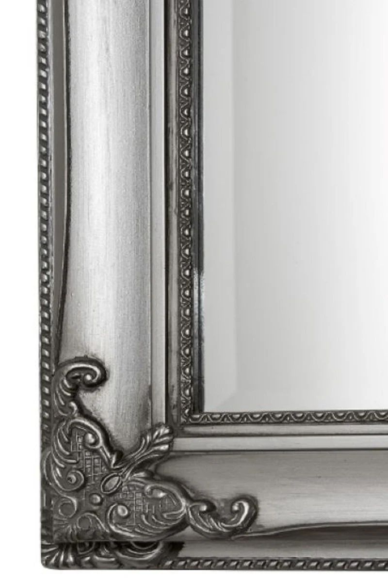 Baroque wall mirror silver 72 x H. 162 cm - Handcrafted baroque mirror with wooden frame and beautiful decorations