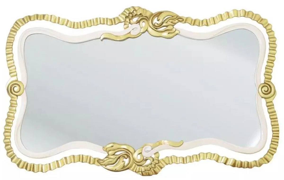 Luxury baroque mirror white / gray / antique gold - magnificent solid wood wall mirror in baroque style - luxury furniture in baroque style - baroque furniture - noble & magnificent