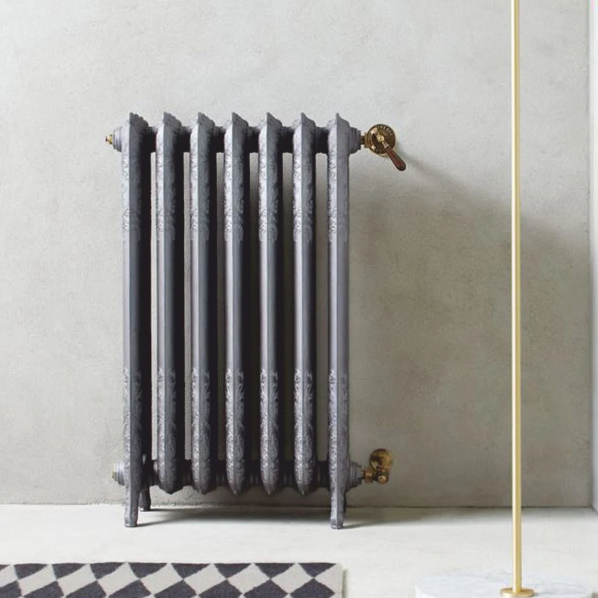 Luxury baroque radiator dark gray / antique brass 60.5 x H. 76 cm - Made in Italy