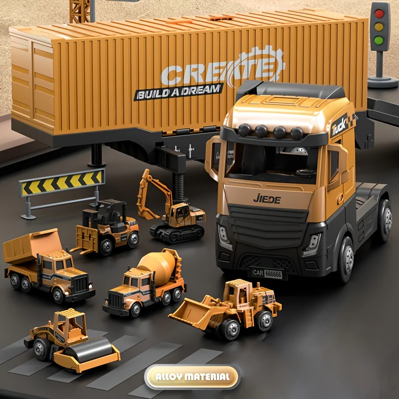 Cooles Spielzeugmodell mit abnehmbarem Container und schwerem LKW aus Legierung – perfekt für Jungen, die Container-LKW mit Anhängerkupplung lieben!