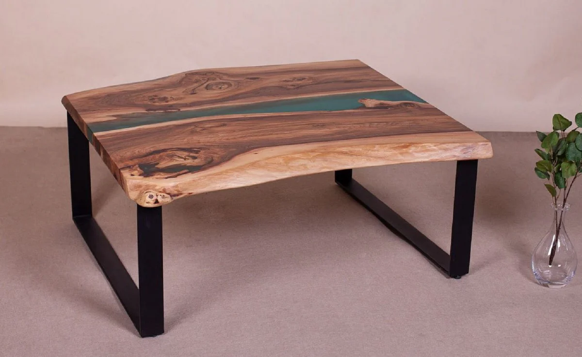 Luxury coffee table brown / natural / green / black 95 cm