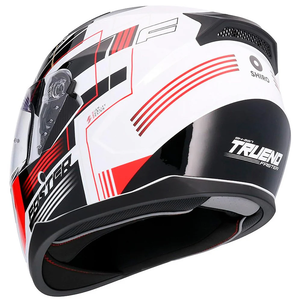 SHIRO SH667 THUNDER FASTER HELMET WHITE / RED