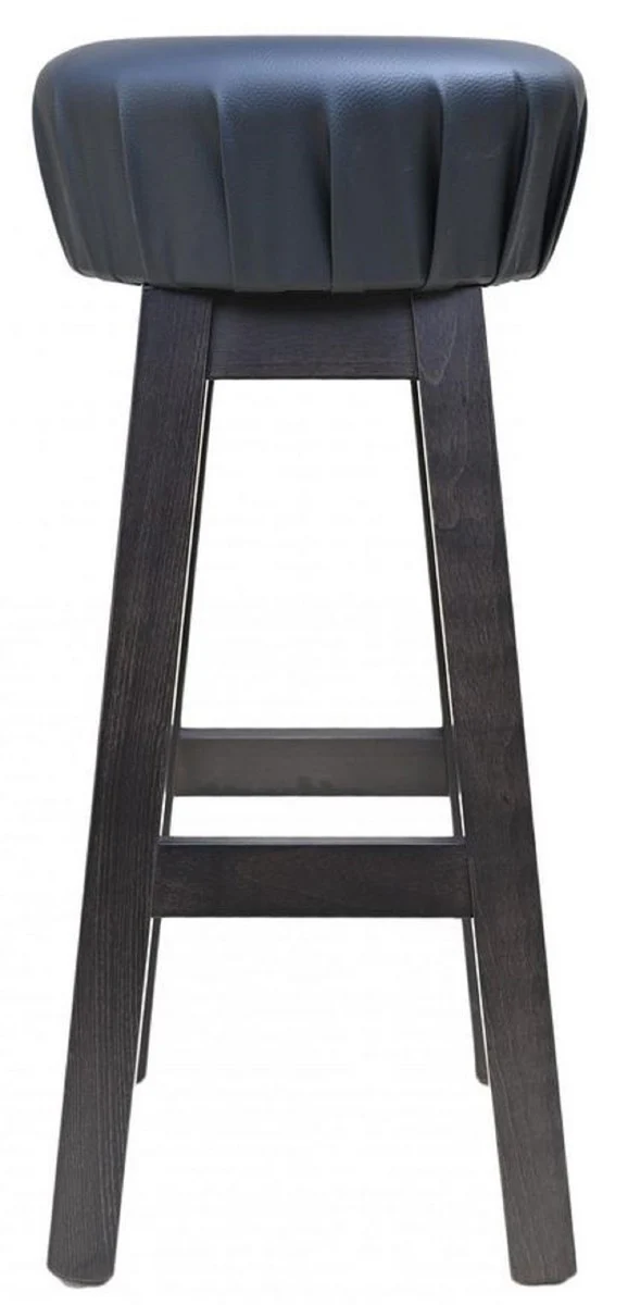 Country house style bar stool black / dark brown H. 80 cm - padded solid wood bar chair