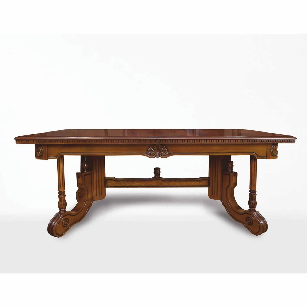 Luxury Baroque Dining Table Dark Brown / Brown 200-276 cm - Baroque Furniture