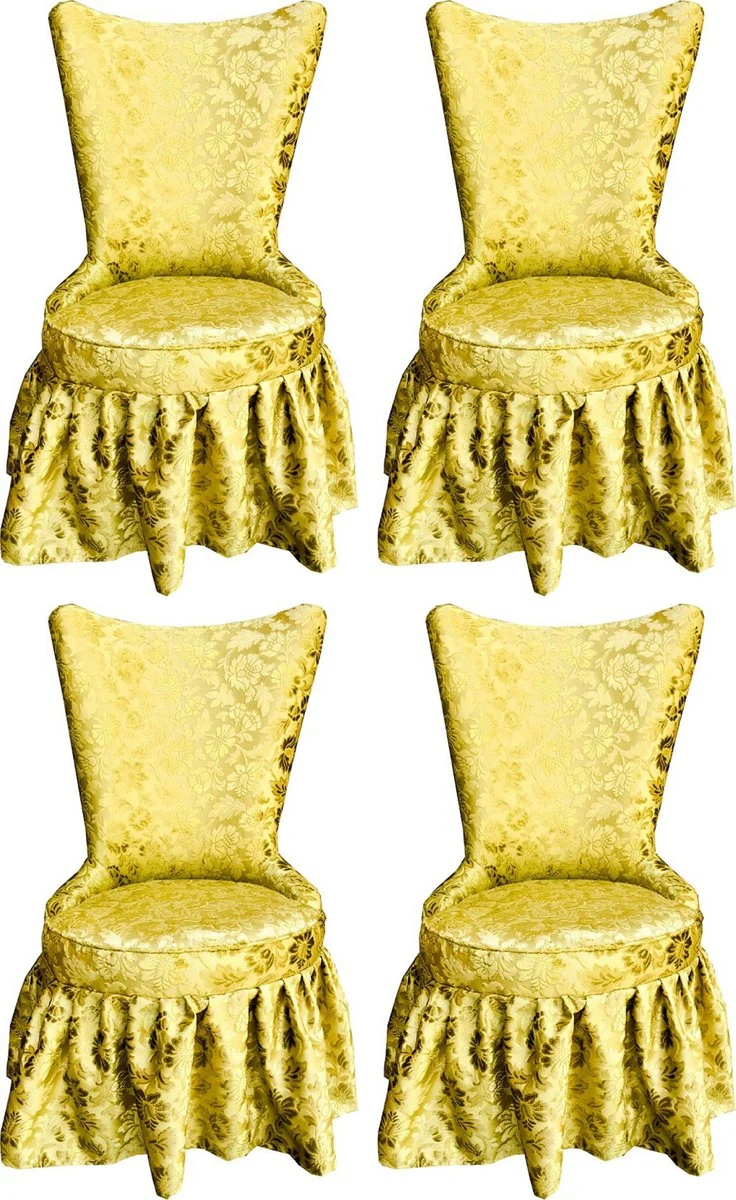 Pompöös by Luxury Baroque Castle Dining Room Chairs Gold Bouquet Pattern / Gold - Pompöös Baroque Chairs designed by Harald Glööckler - 4 Dining Room Chairs - Baroque Furniture