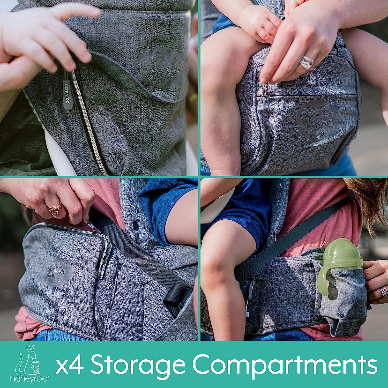 Babytrage, Joey Classic, ergonomischer 3D-Hüftsitz, neue magnetische Selbstschnallen-Clips, leicht und atmungsaktiv – 6-in-1-Positionsdesign, 3–36 Monate, Vorder- und Rückentrage, Platingrau