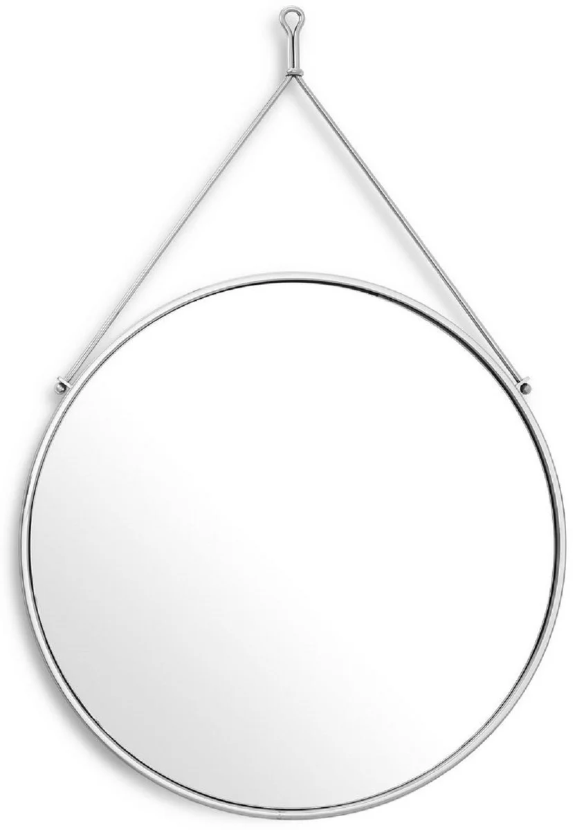 Luxury stainless steel wall mirror silver Ø 65 x 3 x H. 97 cm - cloakroom mirror - living room mirror - bedroom mirror - luxury collection