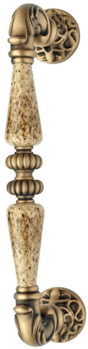 Baroque door handle set brass patinated 4.6 x H. 27.4 cm - Baroque style door handle set with fine porcelain