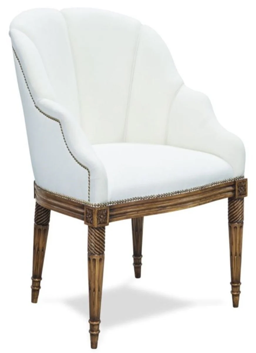 Luxury baroque style salon chair white / brown 61 x 66 x H. 95 cm - Hotel Furniture