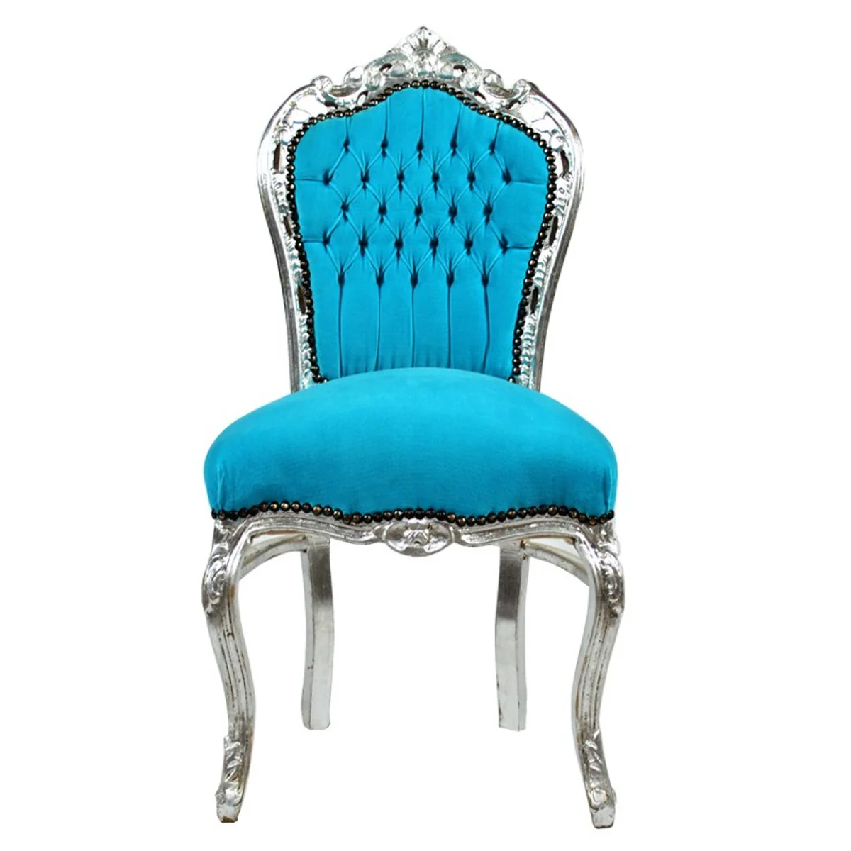 Baroque dining room chair turquoise / silver