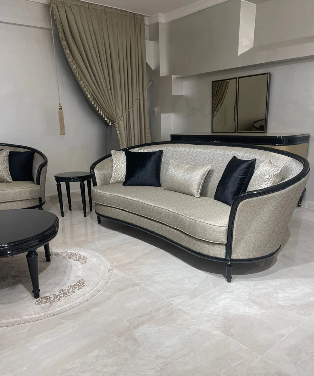 Luxury Baroque Sofa Gold / Black - Baroque Style Living Room Sofa - Baroque Style Living Room Furniture - Luxury Furniture in Baroque Style - Baroque Furnishings - Noble & Magnificent