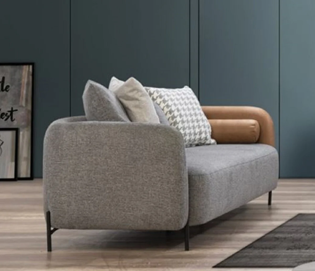 Luxury sofa gray / brown / black 255 x 90 x H. 70 cm - living room sofa - living room furniture - luxury furniture - luxury furnishings