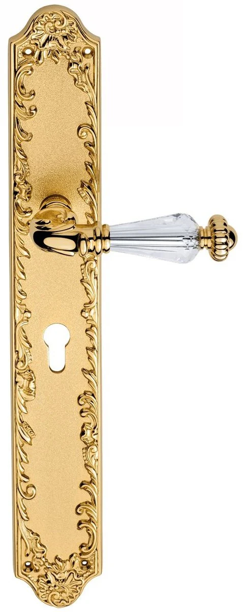 Luxury baroque door handle set with Swarovski crystal glass gold 14.3 x H. 40.6 cm - first class quality