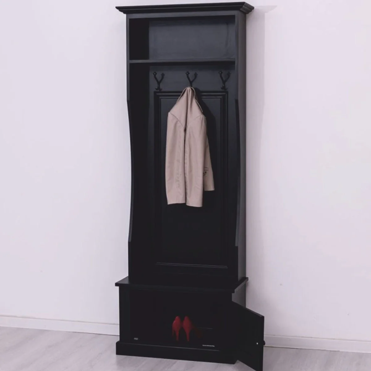 Country house style wardrobe black 80 x H. 210 cm - wardrobe furniture