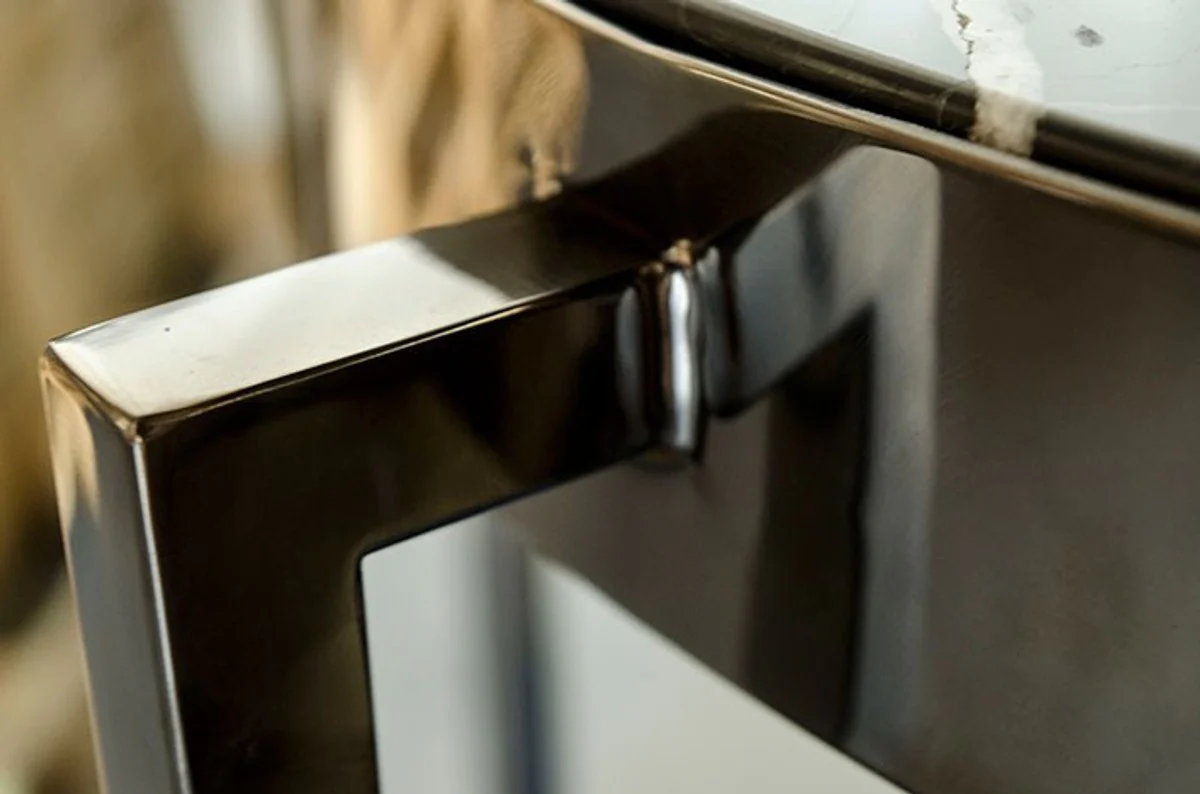 Art Deco side table black metal / marble 65 x 65 cm - Art Nouveau table - furniture flower table